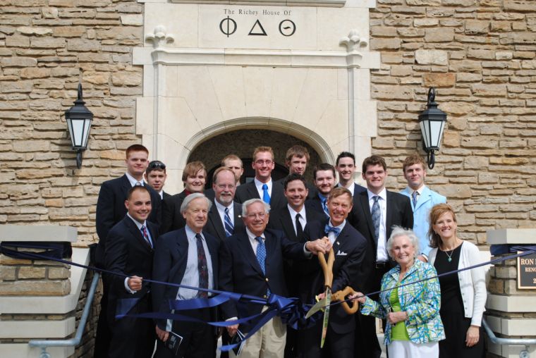 Dream+becomes+reality+President+Jerry+Farley+cuts+the+ribbon%2C+officially+reopening+the+Kansas+Beta+chapter+house+of+Phi+Delta+Theta.%0A
