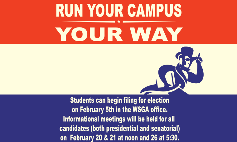 Any Washburn student that is interested in becoming involved should stop by the Student Activities and Greek Life office or by the WSGA office. Both are located in the lower level of the union. All students are encouraged to vote for candidates that will advocate for them or to get involved. 