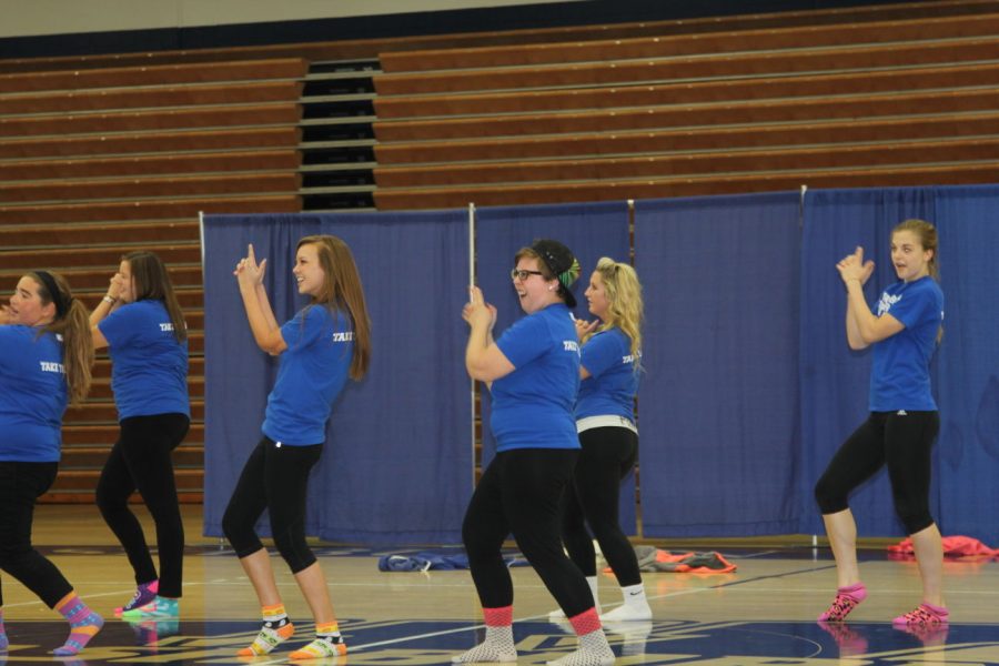 Washburn's Leadership Institute gave a rousing dance number for the crowd at Yell Like Hell.
