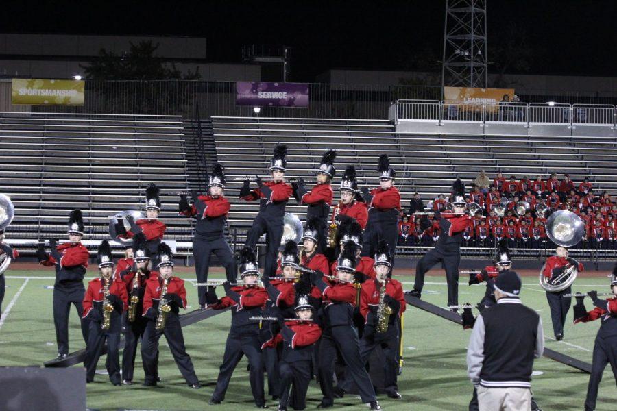 Lawrence high school marching band performs their show Phobias while marching on top of their props. Lawrence earned 4th place at the competition.