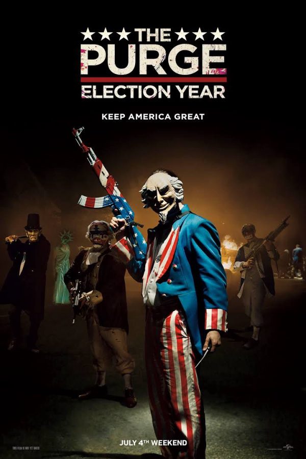 New Founding Fathers: The tagline for The Purge: Election Year is Keep America Great. This was presumably a direct reference to Donald Trumps campaign slogan Make American great again.