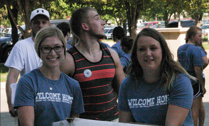 Residential Living Staff and volunteers assisting new and returning students in moving on campus. Move-In initiated Welcome Week in the morning of August 18.
