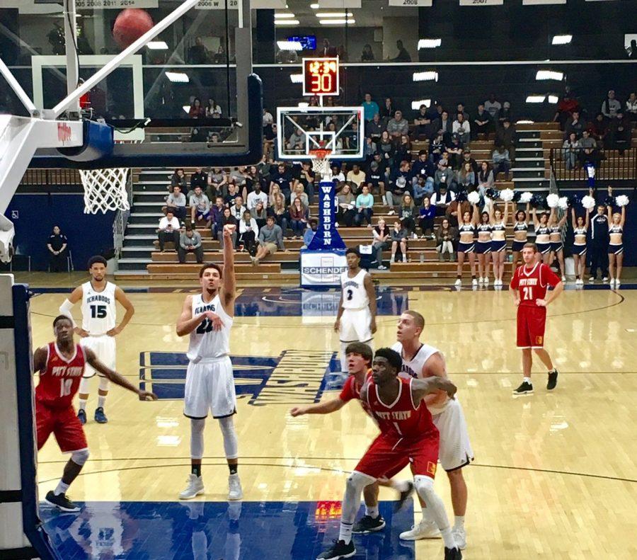 Bold Shot: Brady Skeens shoots a free throw Jan. 23 at a home game against Pittsburg State. Skeens led the Ichabods to win by 20 points against their opponents.