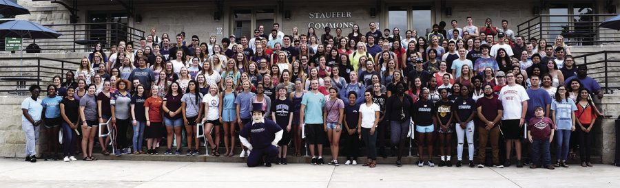 The Class of 2021 posed for a photo outside Memorial Union before heading into White Concert Hall for Convocation.