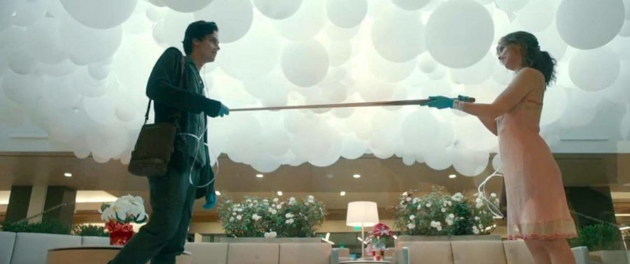 Five feet apart: Characters Will and Stella use a pool cue to measure out the five feet they agree to keep between them at all times. The unusual love story reaches audiences in a new way.