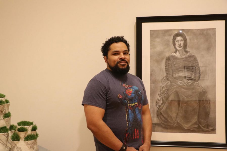 Passion of art. Aldrick Scott is a senior art major. He shared his story of survival with his art works.