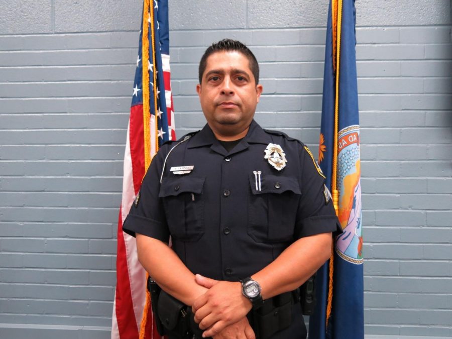 Officer: Sergeant Vidal Campos stands proud. 