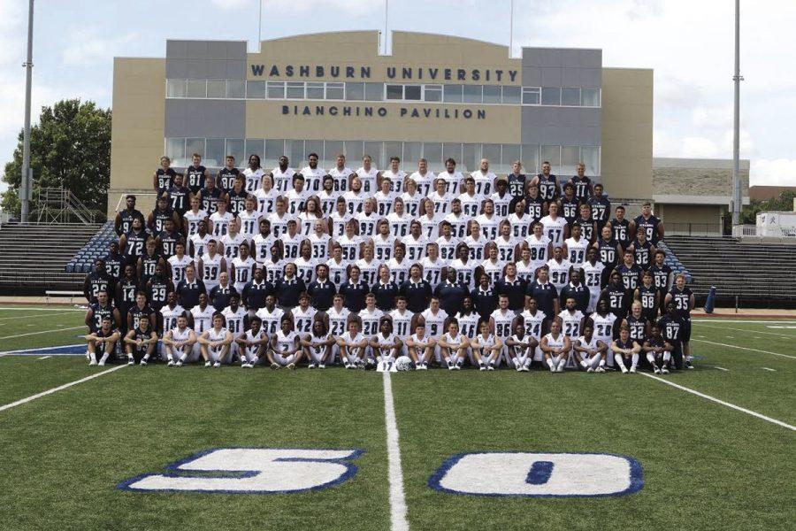 In full gear: The football team poses for their official team photo. Last season, the Bods had an overall record of 5-6.