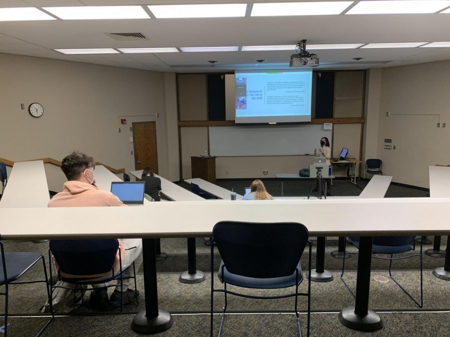 Way to educate: Professor Kara Kendall-Morwick teaches a class this semester on the WUmester topic. The class is Animals in Literature and Film.
