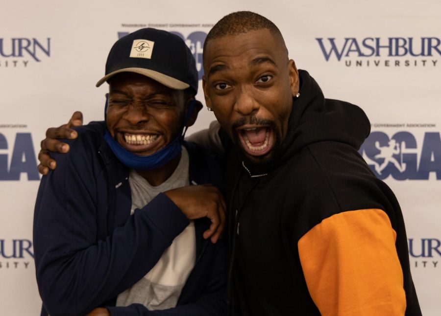 Goofy: AJ Foster (left) and Jay Pharoah (right) act goofy while getting their picture taken. Foster has opened for many of the countrys top comedians, including Pharoah on many occasions.