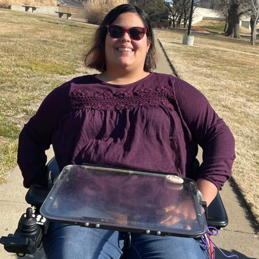 All smiles aead: Daija Coleman is enjoying the sunshine on the sidewalks of Washburn University. Colemans plan is to graduate in the spring of 2022 and become a teacher.