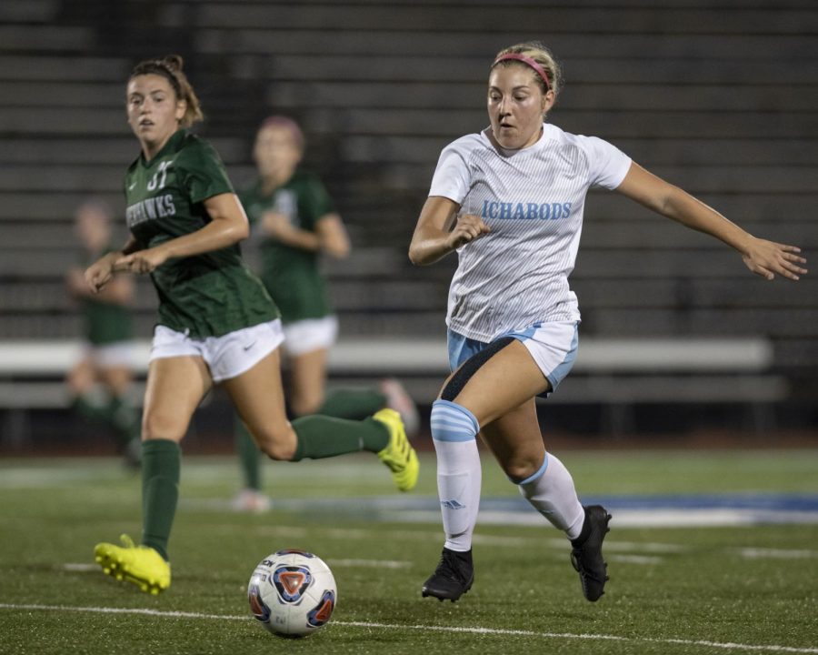 Push it: Washburn University midfielder Sydney Rosemann (19) dribbles the ball Friday, Oct. 8, 2021, at Yager Stadium in Topeka, KS. Rosemann finished with two shots on goal in the match.