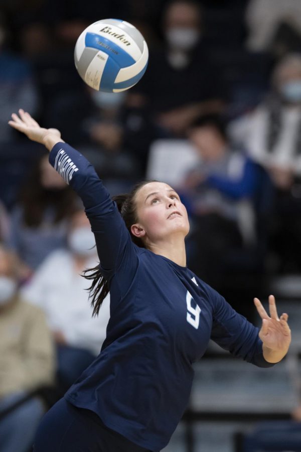 Start the action: Washburn defensive specialist Chloe Paschal serves the ball Thursday, Oct. 21, 2021, at Lee Arena in Topeka, Kansas. Paschal recorded four digs in the match.