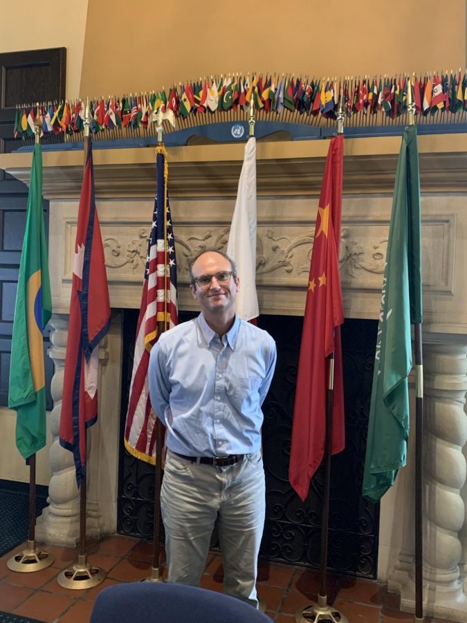 International: Andy Vogel stands in the International House lobby. Vogel is the coordinator of international student recruitment for Washburn.