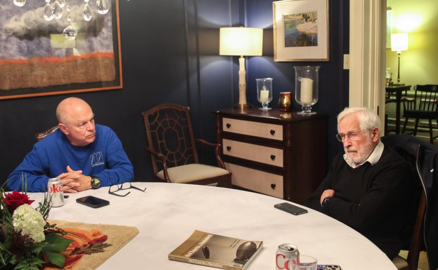 Legacy: Dr. Paul Kindling (right) and Hal Dick (left) discuss their experiences as sons of Hindenburg engineers. This past Sunday, Oct. 31, 2021, these two men with remarkable life stories were invited over to the Farleys to share their experience.