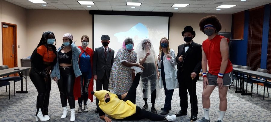 Dress to Impress: Students in WSGA pose in their costumes for their weekly meeting on Oct 27, 2021. The meeting was much shorter than most in order to allow WSGA members to relax during their busy week overseeing Homecoming.