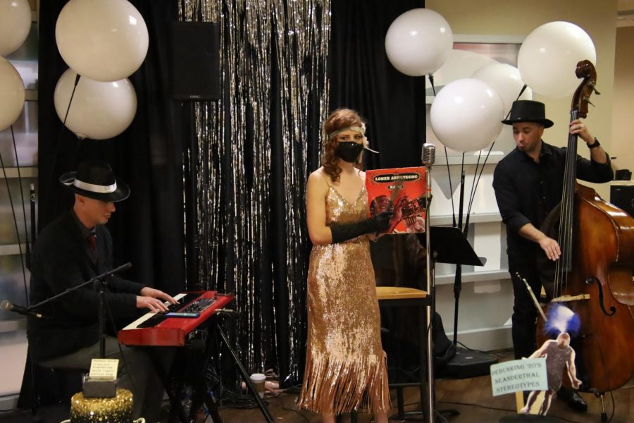 Get jazzy: The trio preforms a cover of Aint Miss Behavin. Live Music was provided by Baby J.