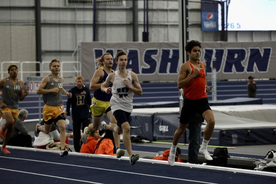 Washburn athletes puts spurt on the race on Jan 22, 2022, Topeka, Kan.