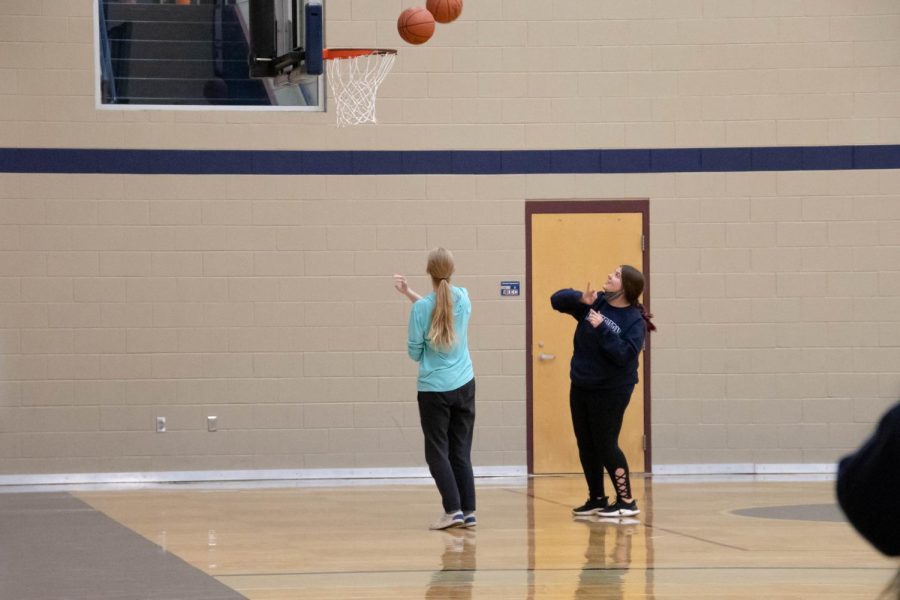 Students shoot some hoops for fun. Late Night at the Rec was Feb. 25, 2022.