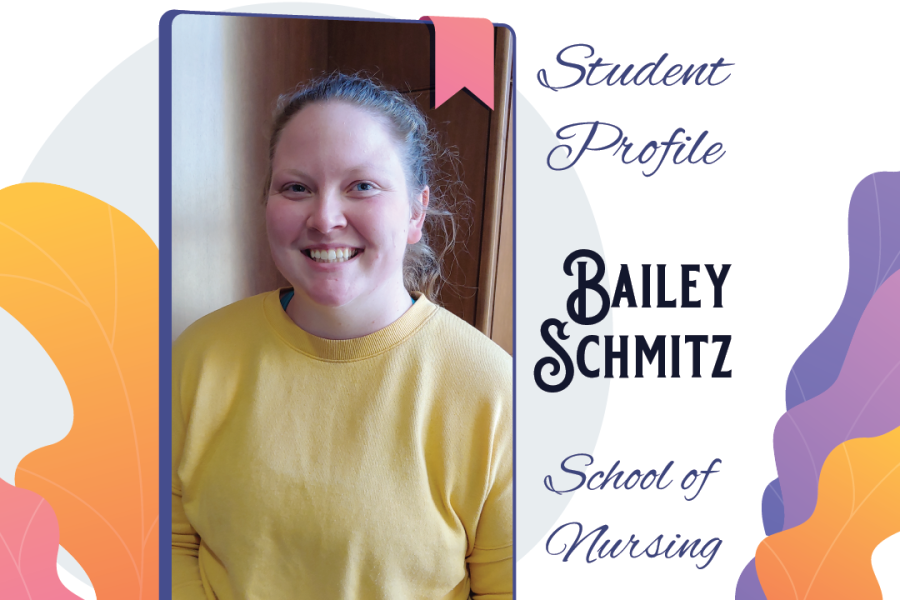 Bailey+Schmitz%2C+senior+nursing+major%2C+talks+to+Student+Media+about+her+life+after+four+years+of+college.+Schmitz+has+acted+as+President+for+SNOW+%28Student+Nurses+of+Washburn%29+for+the+past+two+terms.