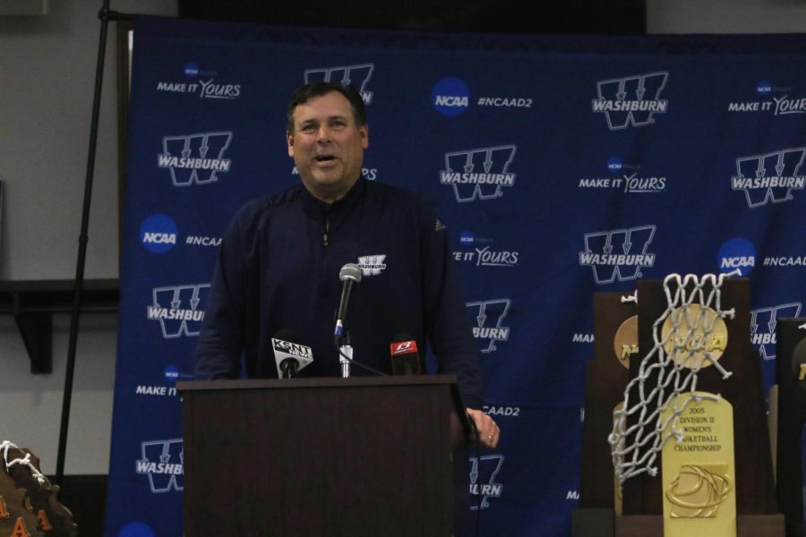 Washburn womens basketball head coach Ron McHenry announces his retirement on March 8, 2022. McHenry went 490-180 over 22 seasons as head coach.