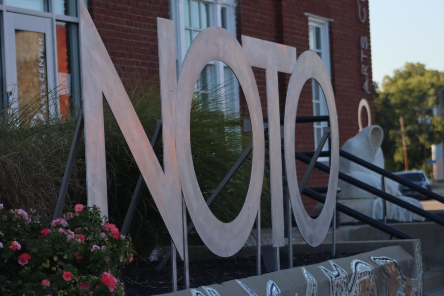 Pictured is the NOTO sign on North Kansas Avenue. This sign greeted attendees as they entered the First Friday Artwalk