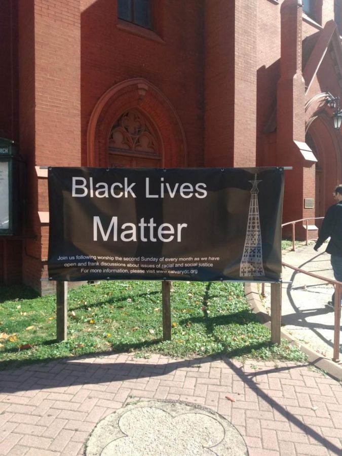 A Black Lives Matter mural in front of a church. Politics and activism are very popular in Washington, D.C.