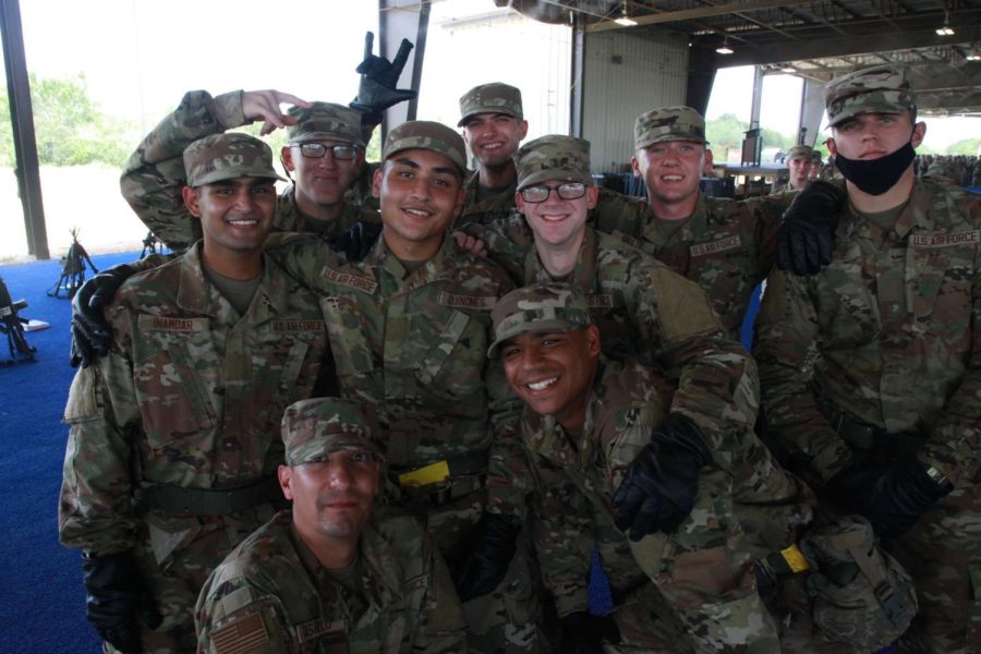 Kolton Buehler with his platoon in Joint Base San Antonio Lockland.