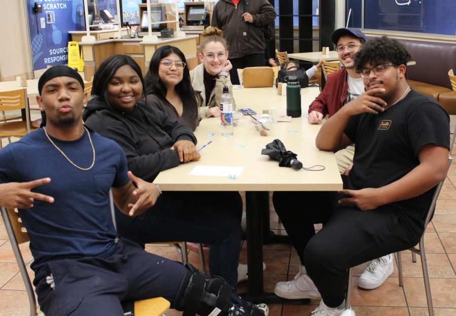 Students at Trivia Night at the Union Cafe. Students brought teams of four or five to participate and win prizes.