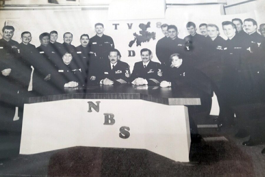 Guerrero and others gather for the remodel of the Navy Broadcasting Station, which was also part of the bigger worldwide Armed Forces Radio and Television Services.