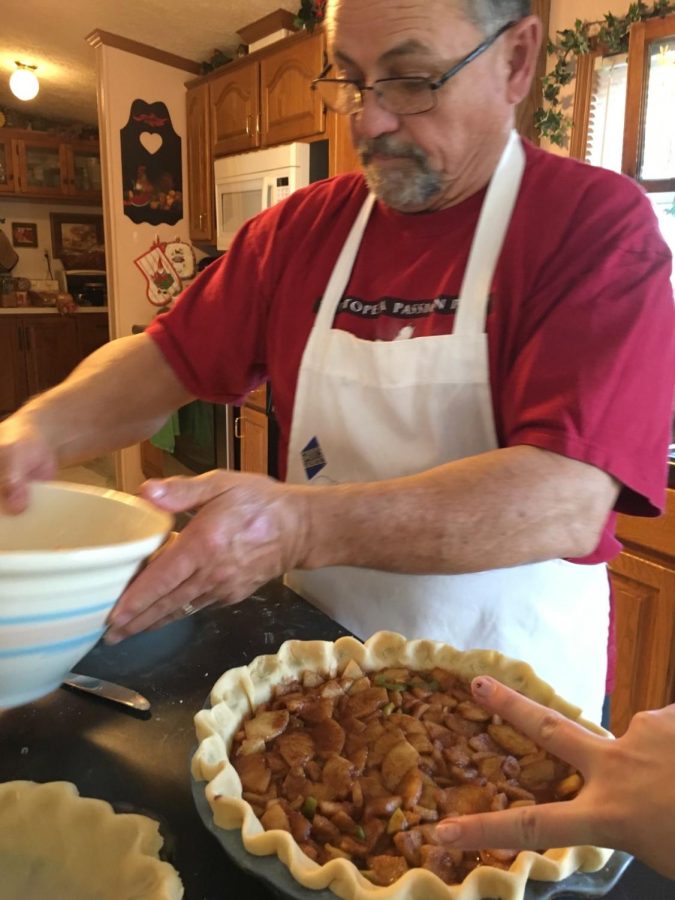 Jim Rooks makes apple pie. Jim has made this apple pie for his families Thanksgiving and Christmas gatherings for many years.