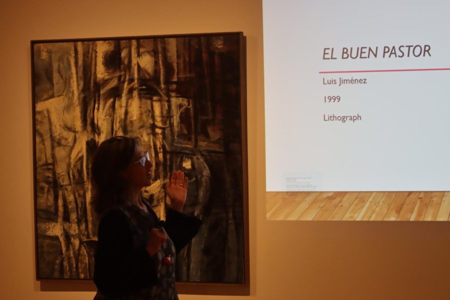 Luis Jimenez is discusses and interprets artwork.The event was held on Nov.16.