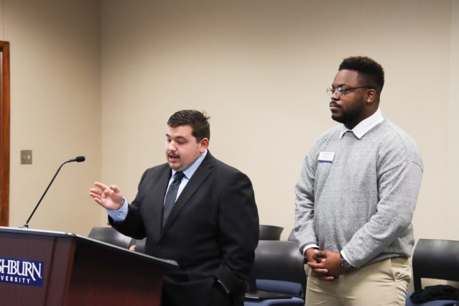 Antonio Martinez, health and wellness committee chairperson, and Tevin Asamoah, parliamentarian, announce their presidential campaign. Martinez and Asamoah discussed their ambitions for improved quality of life on campus.