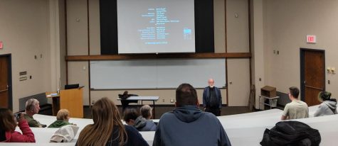 Professor Tom Prasch along with the viewers discuss the movie King Charles 3. Attendees have always had positive impressions of historic movie night.