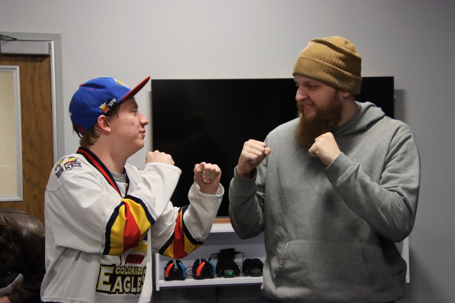 Students battle each other in a 'Mario Kart' gaming tournament