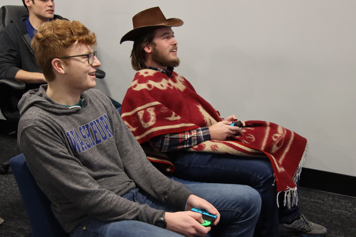 Students battle each other in a 'Mario Kart' gaming tournament