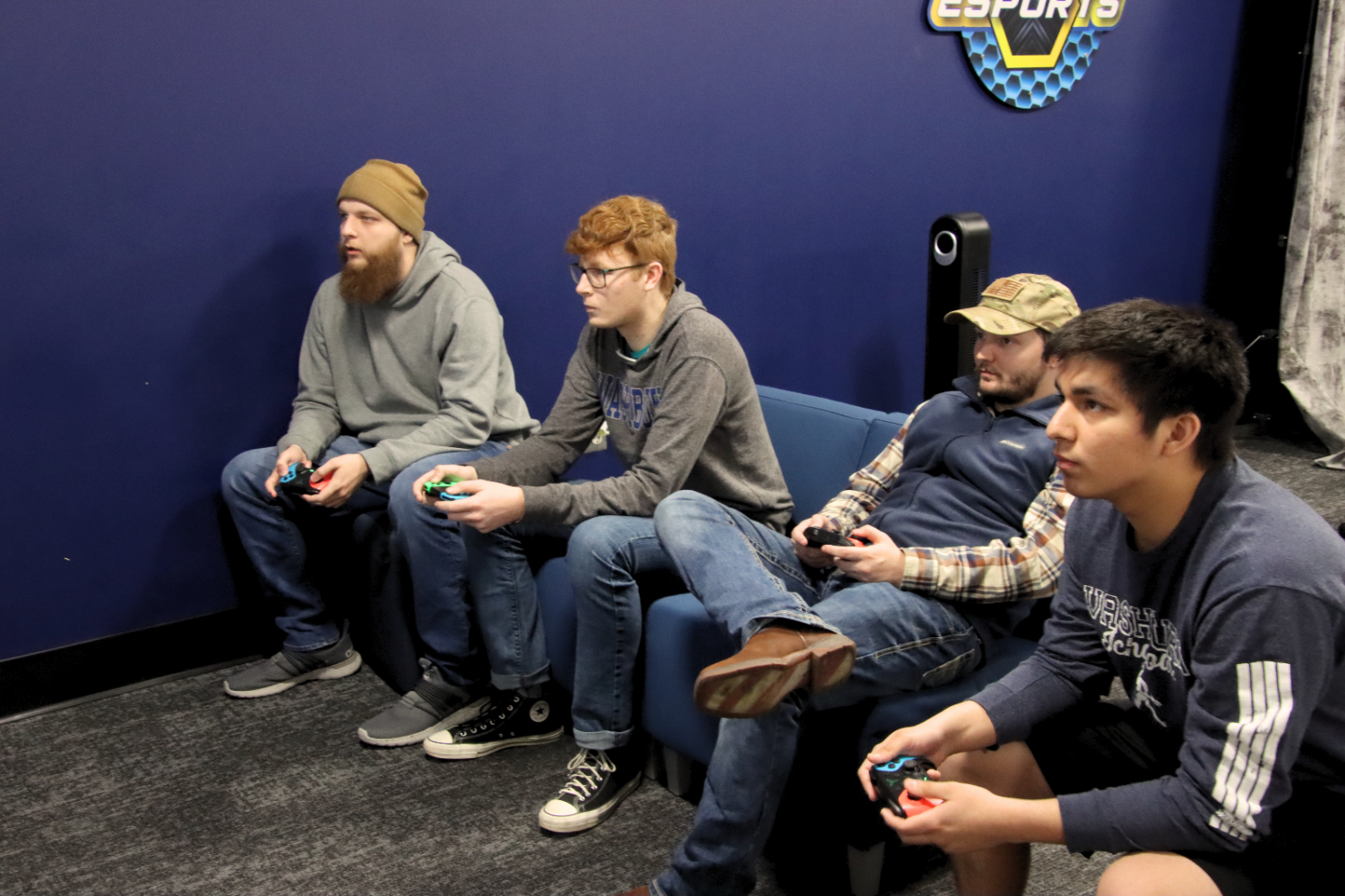 Students battle each other in a 'Mario Kart' gaming tournament