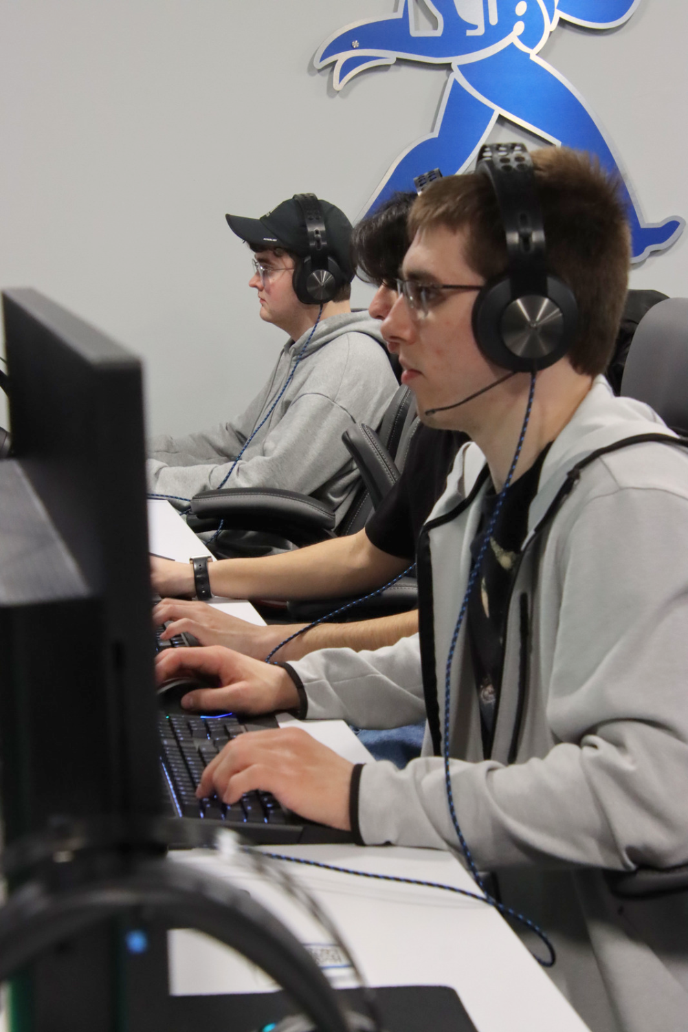 Students battle each other in a 'Mario Kart' gaming tournament