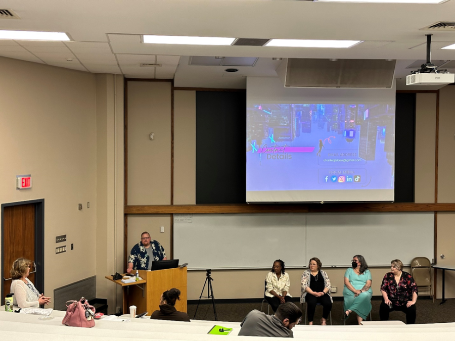 Survivors and advocates discuss human trafficking around college campuses and communities. The event emphasized the efforts to combat the issue and was held on April 11, 2023.
