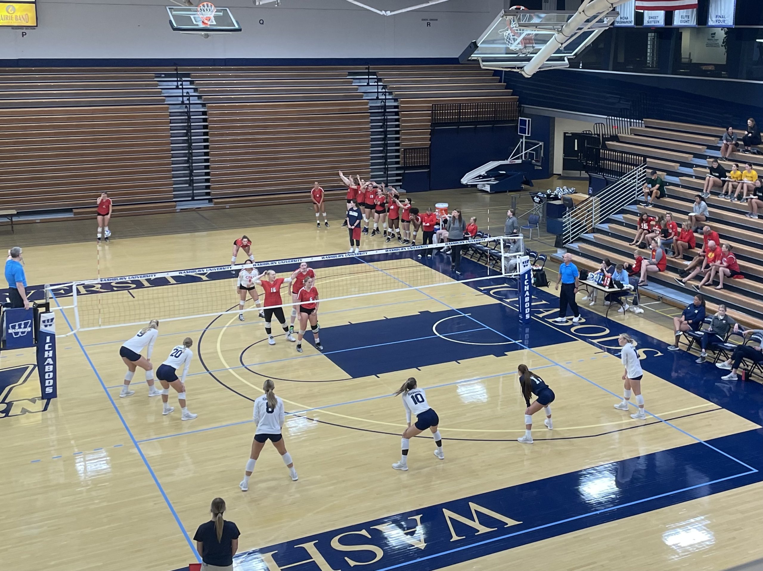 The Lady Ichabods begin their first set against the Christian brothers in Wednesday’s game. They won 3 out of the 5 sets.