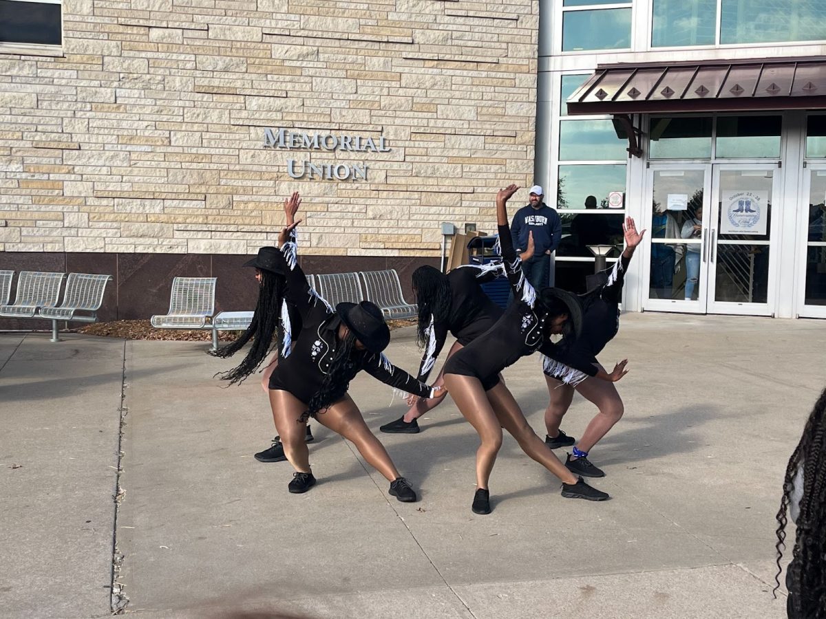 The Blue Diamonds Majorette Team show their skills by dancing to a range of country and hip-hop songs. The team has performed at some other Washburn events, such as basketball games.