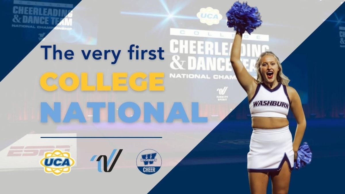 Mikayla “Lulu” Myers-Arenth, a freshman nursing and radiology major, joins this as her very first competition. The Washburn Ichabods Cheer Team played the cheerleading competition in the Game Day Small Coed Division, Jan. 12, 2024. 