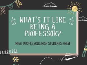 Students think they know what it’s like to be a professor, but there’s more to it. Professors spend a lot of effort and time to ensure the success of their students but also to further their own careers.
