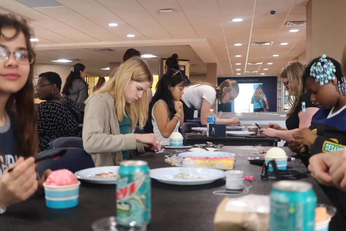 Students stop by the Memorial Union during breaks from classes. They took the chance to do  something fun and eat Dole Whip provided by Pineapple Dream in Topeka.