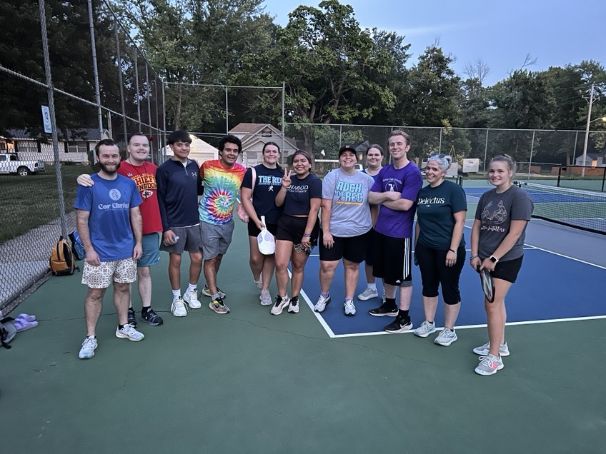 Cor Christi members pose for a photo. The group played pickleball together.