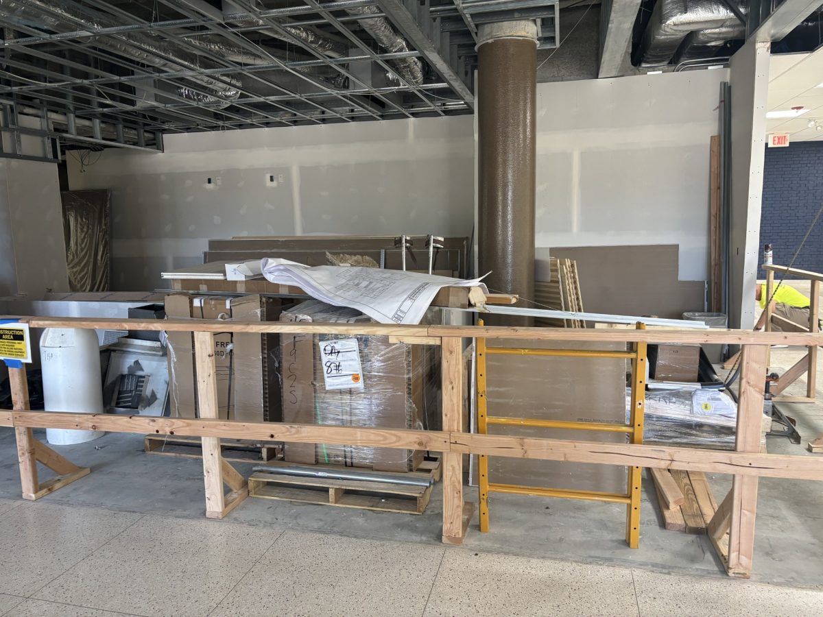 The inside of the Plass Learning Resource Center, where a soon-to-be cafe still waits to be constructed. Plass was scheduled to be completed by Aug. 12