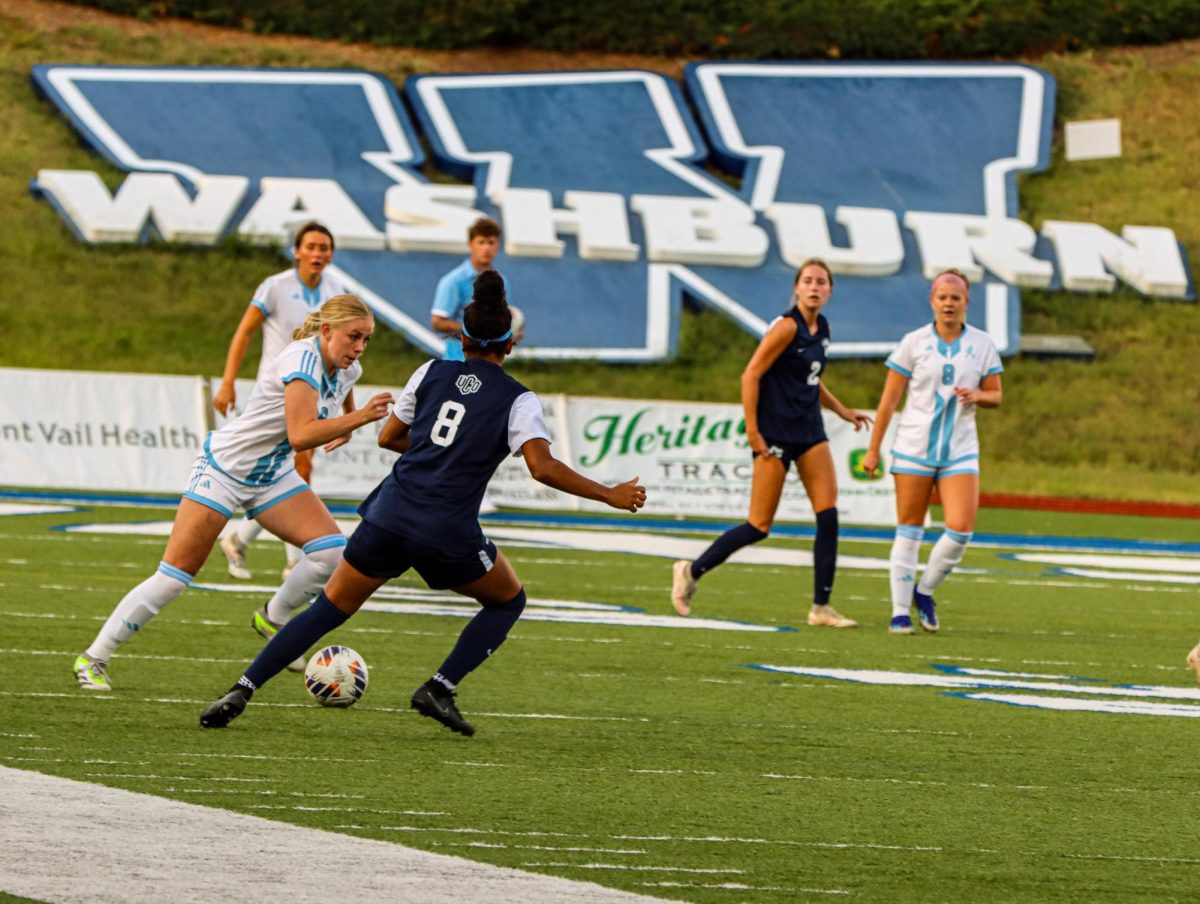 Aubrey Tanksley, junior forward, makes a move on her defender. Tanksley led the team in shots with three.