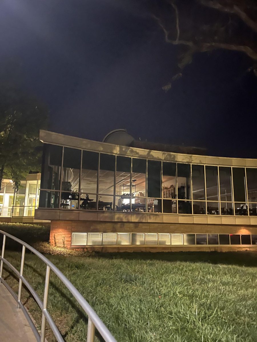 Stoffer Science Hall awaits the arrival of observatory guests.
Guests had the opportunity to observe the night sky through the telescope. 
