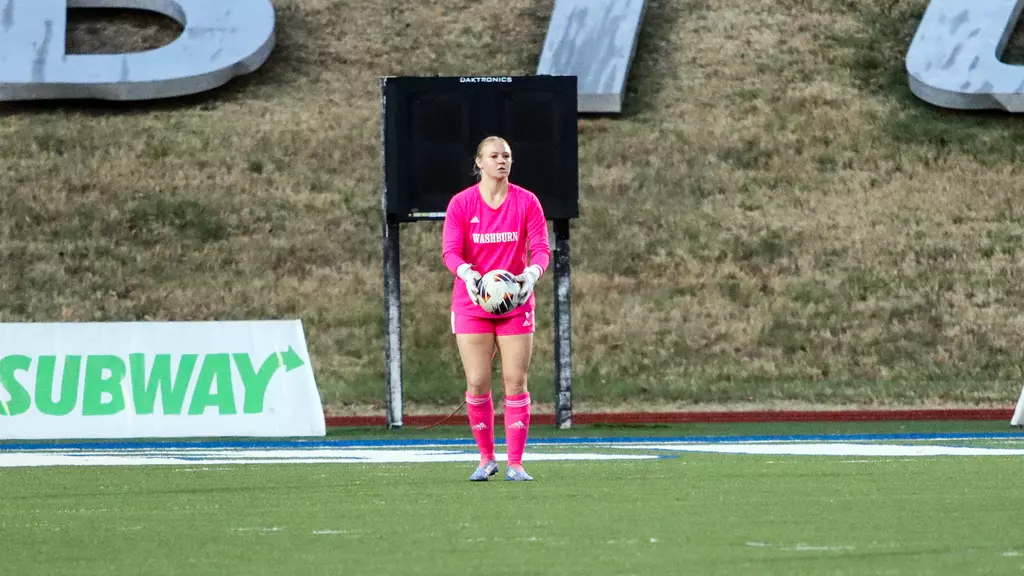 Alli Harrington, senior goalkeeper, prepares for a dropkick. She has four shutouts in five starts this season.