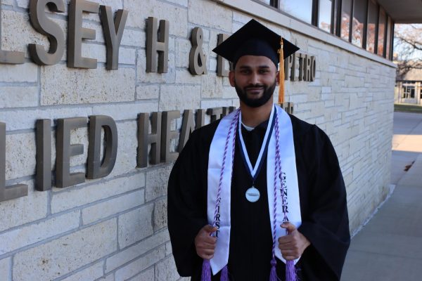 Anish Sah holds his head high as he graduates from Washburn University School of Nursing. He expressed his excitement and nervousness for his future after school. Photo courtesy of Anish Sah.